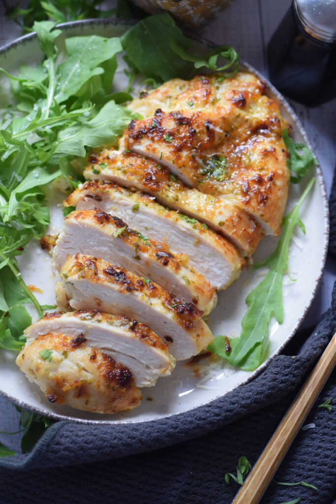 Chicken breast on a plate.