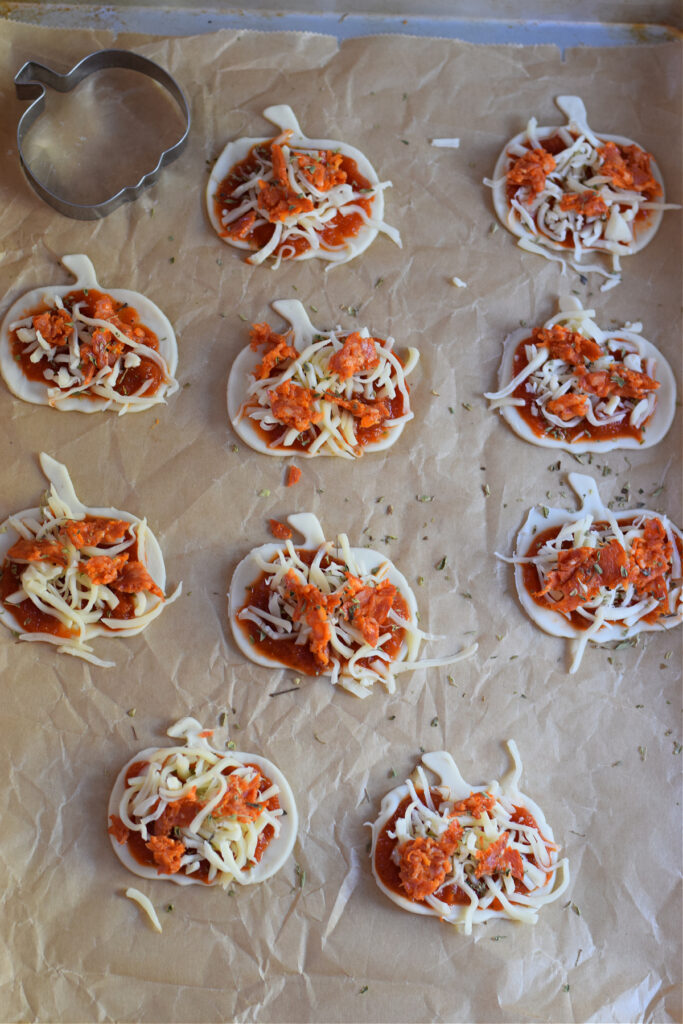 Ready to bake puff pastry mini pizzas.