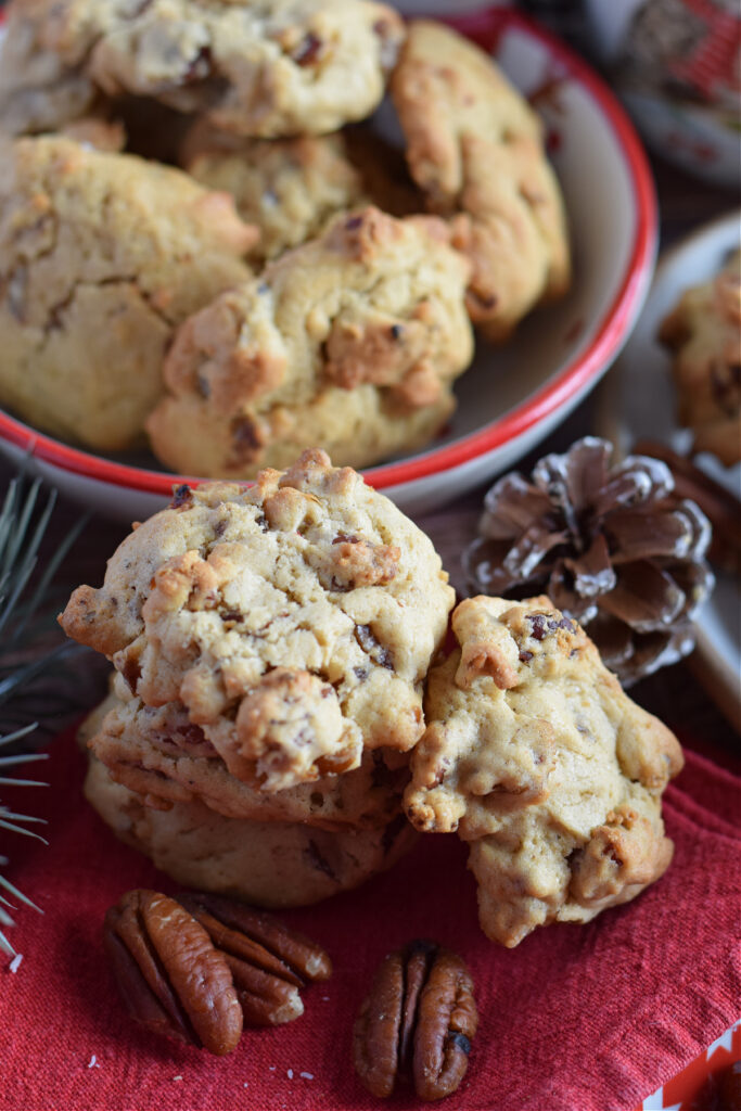 Close up of date pecan cookies.
