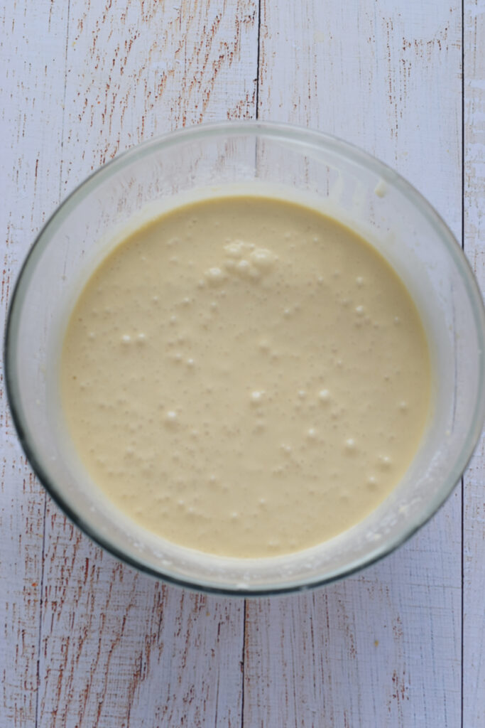 Coconut cookie filling in a glass bowl.