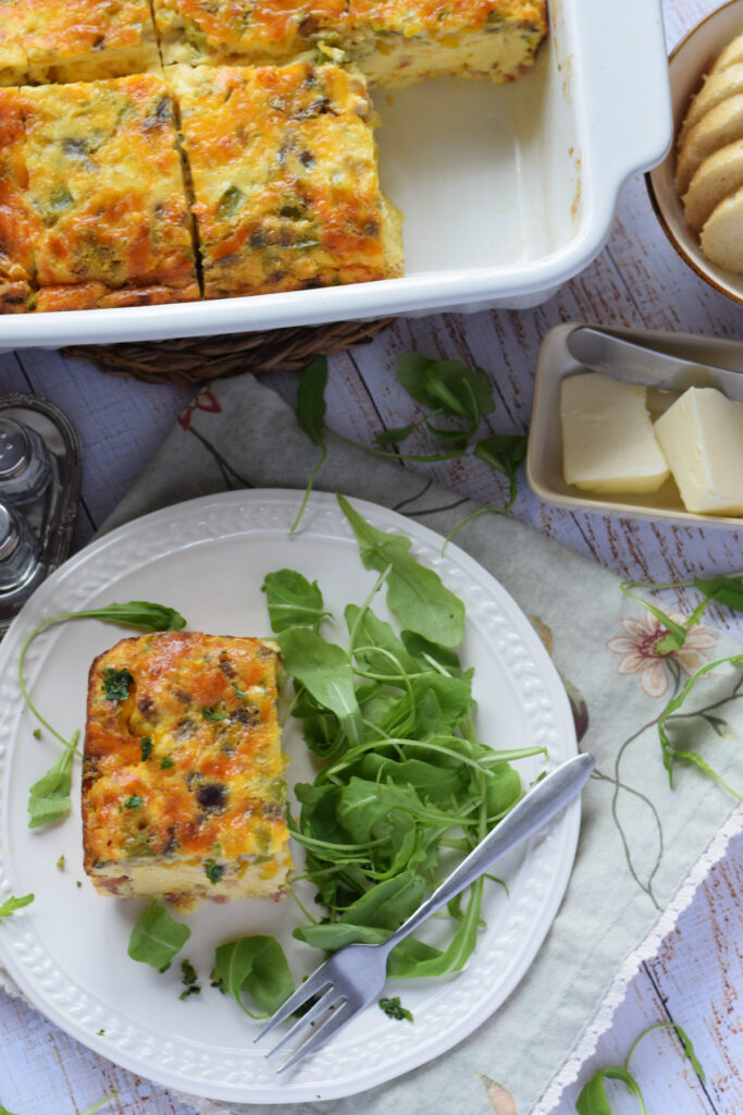 Bacon and egg breakfast casserole.