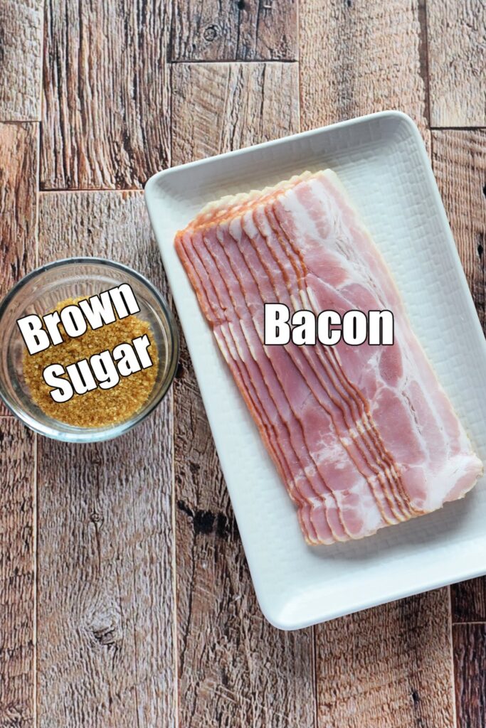 Ingredients to make baked bacon with brown sugar.