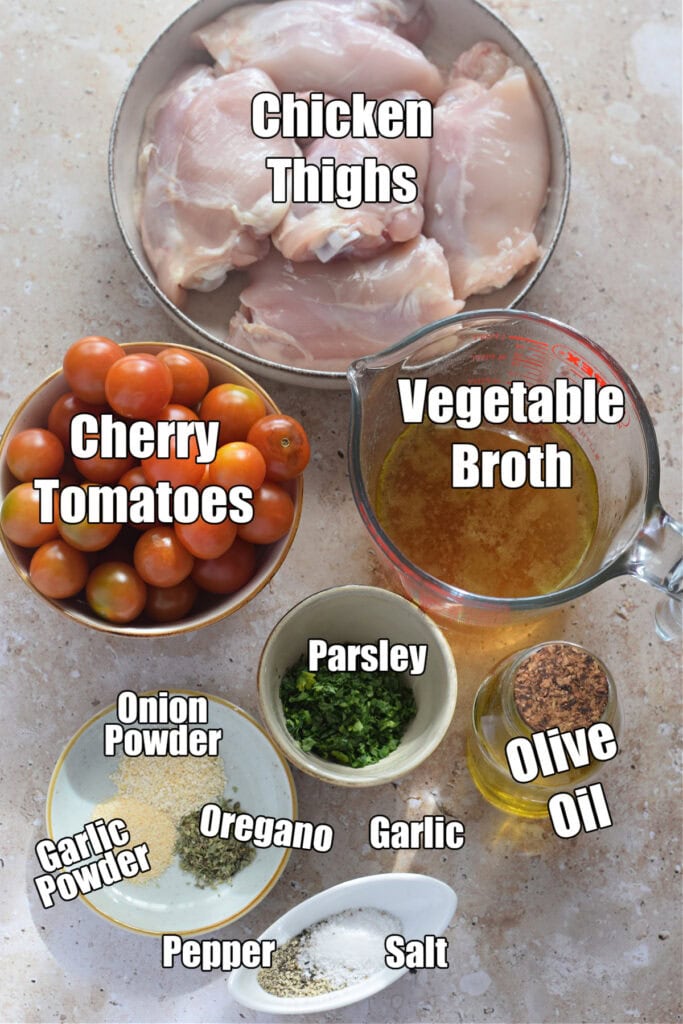 Ingredients to make stovetop chicken thighs.