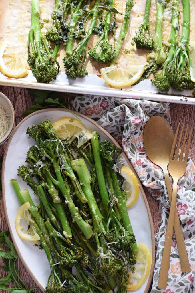 Roasted tender stem broccoli with lemon and parsley.