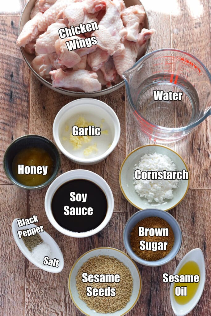 Ingredients to make teriyaki chicken wings.