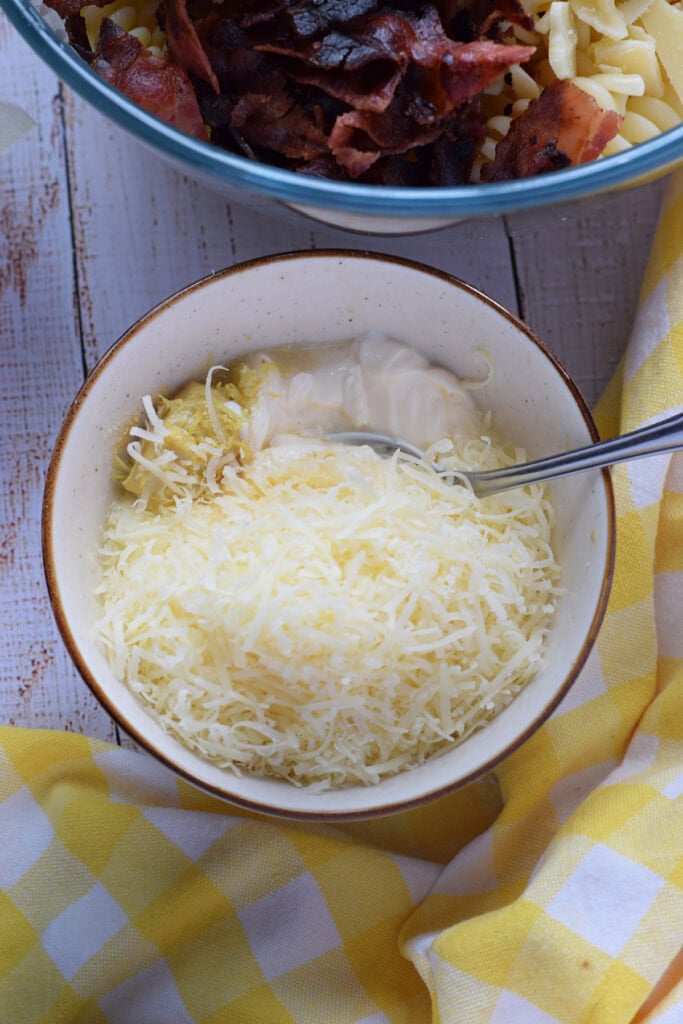 Caesar dressing in a bowl.