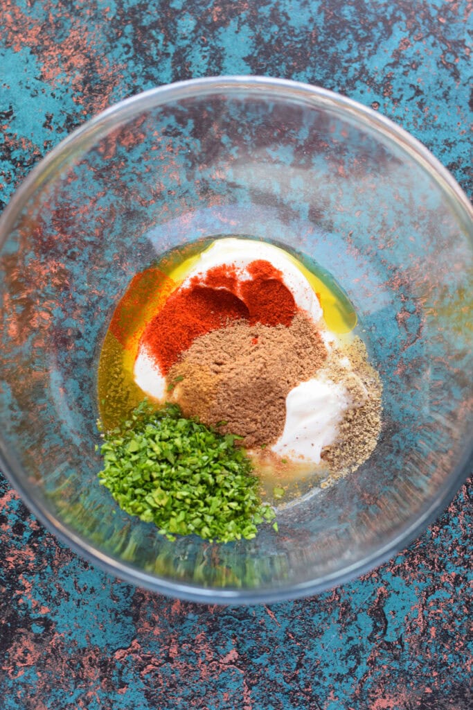 Ingredients to make marinated yogurt chicken.