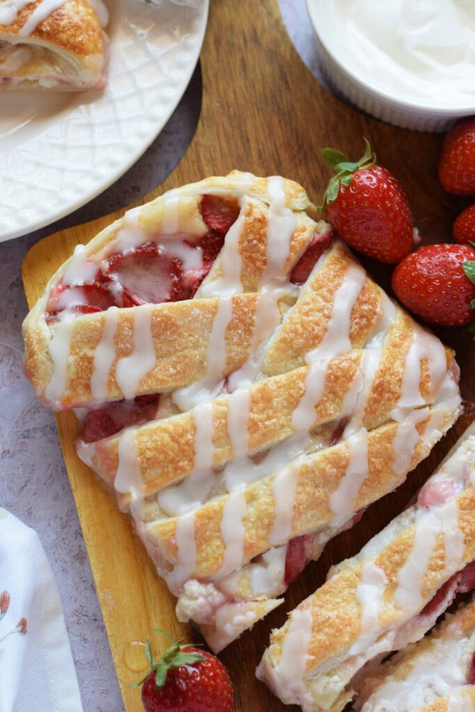 Strawberry pastry with fresh strawberries.