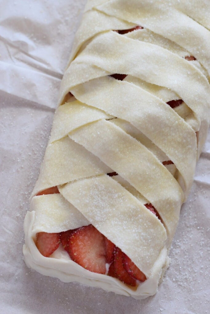 Ready to bake pastry braid.