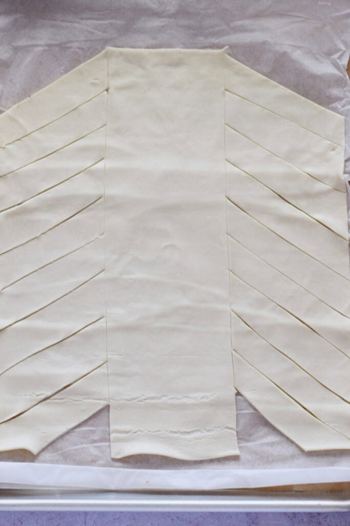 Puff pastry cut into a braid shape.
