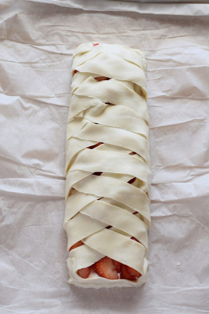 Ready to bake pastry braid.