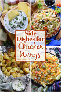 Photo collage of side dishes for chicken wings.