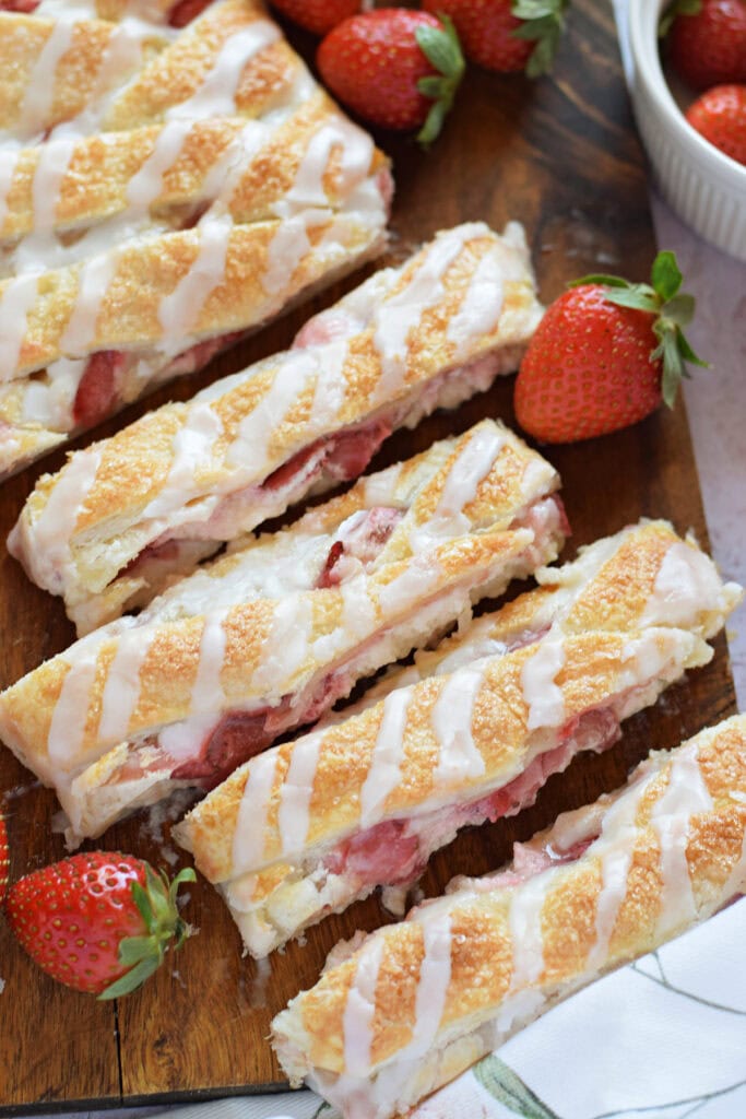 A danish filled with fresh strawberries.