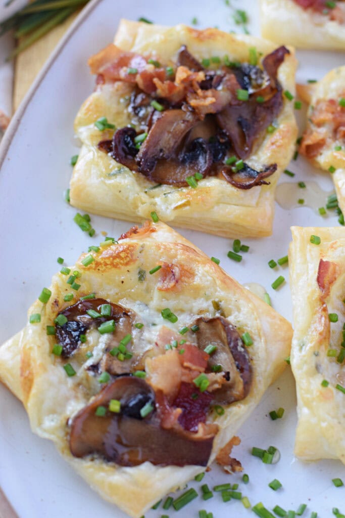 Close up of puff pastry tarts.