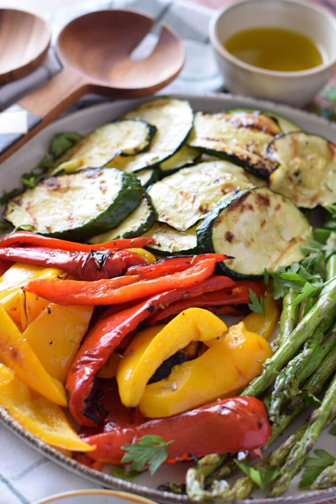 Summer mixed vegetables on a plate.
