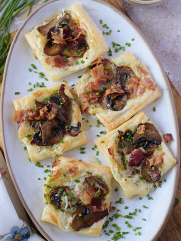 Mushroom bacon pastry tarts.