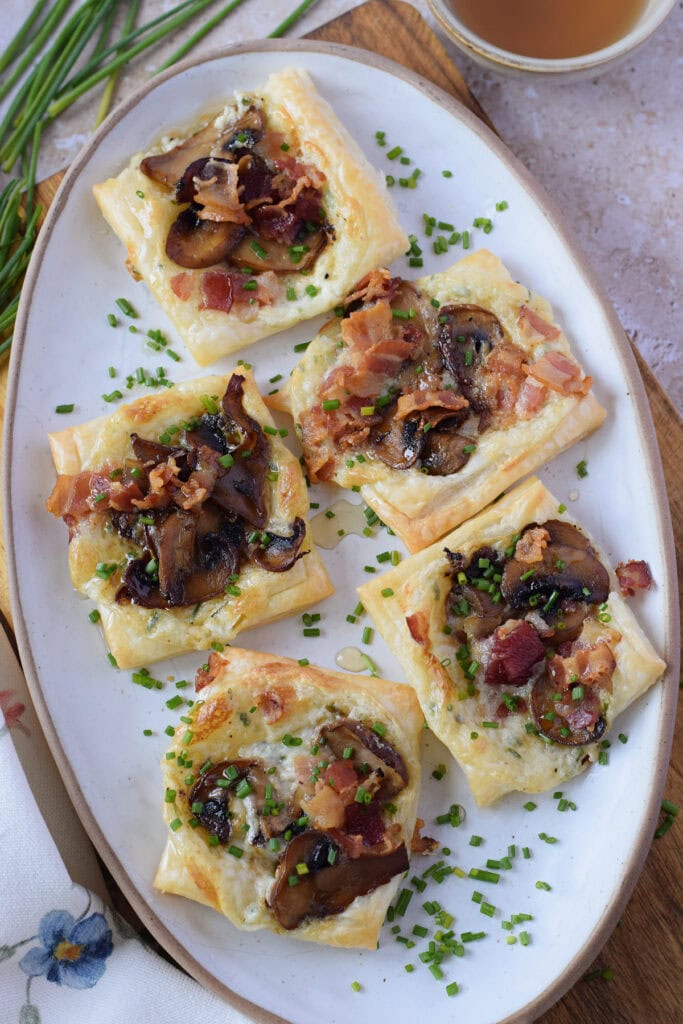 Mushroom bacon pastry tarts.