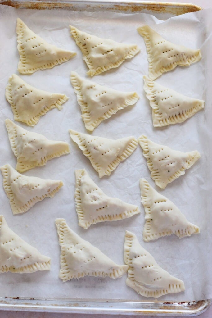 Ready to bake chicken pastries.