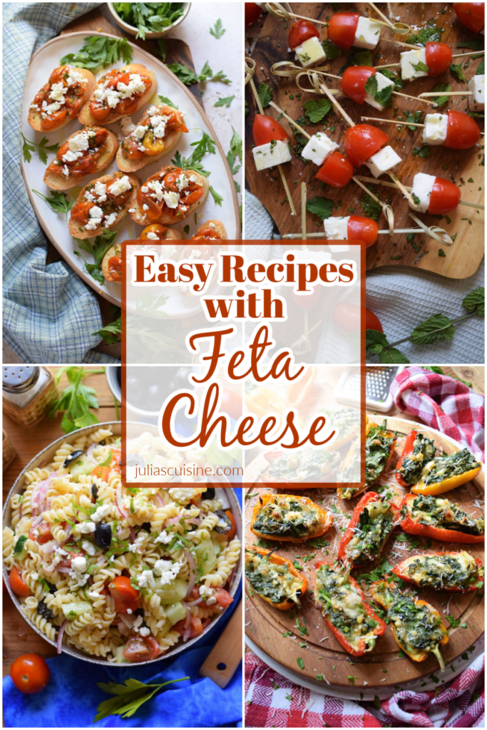 Easy recipes with feta cheese photo collage.