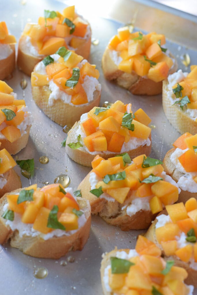 Peach and ricotta slices.