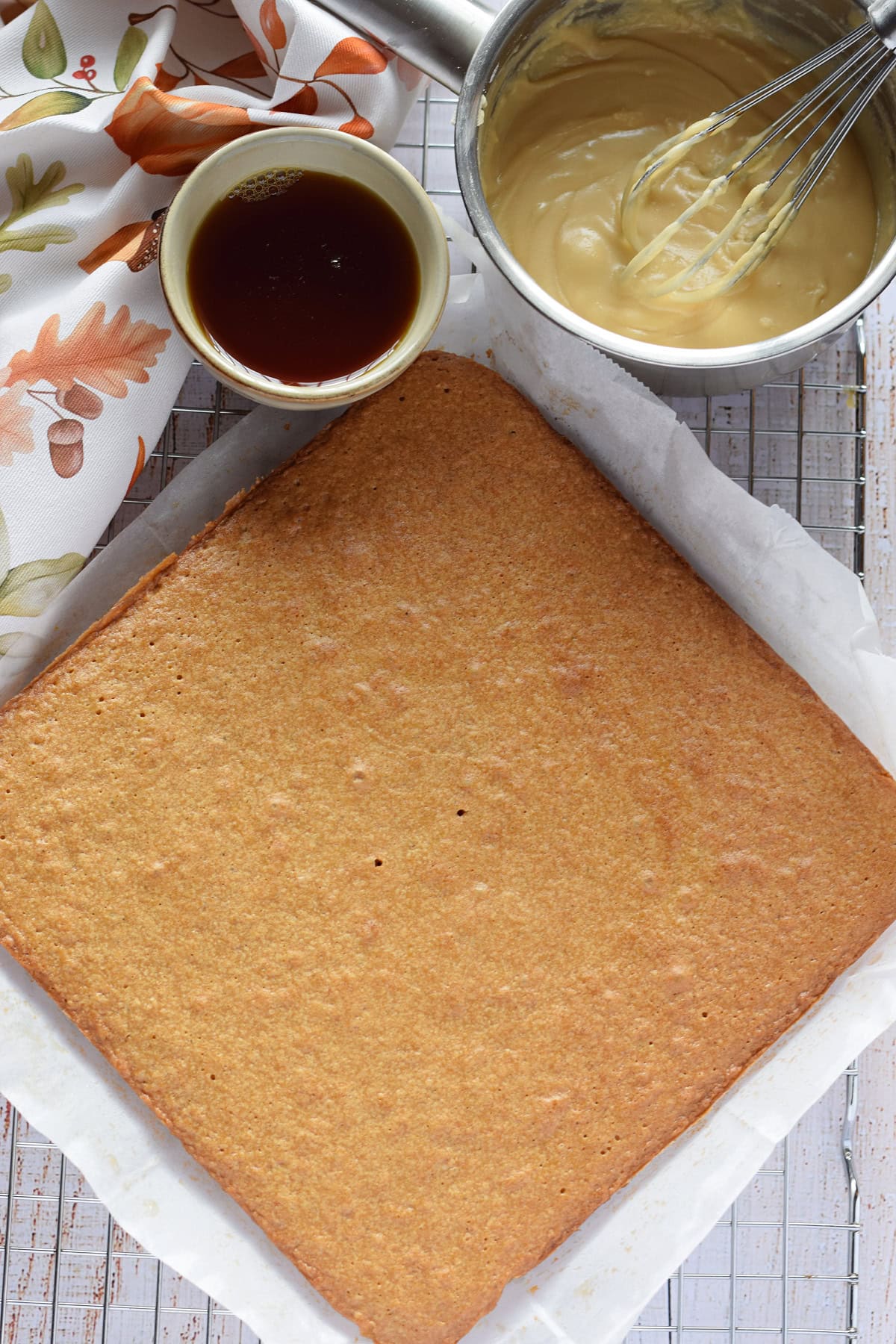 Baked blondies in a baking dish