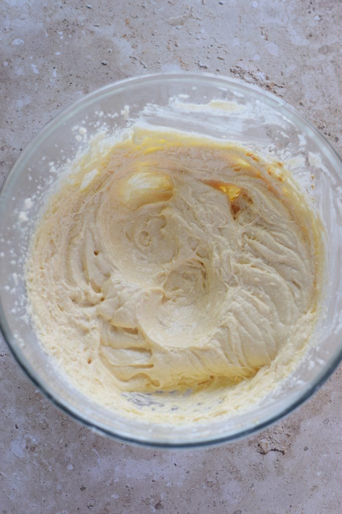 Making muffin batter.