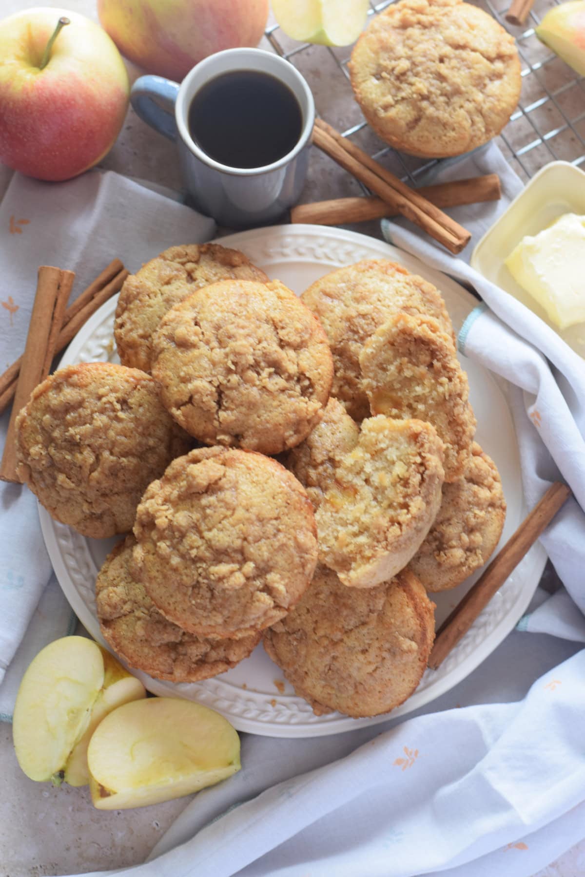 Close up of apple cinnamon muffins.
