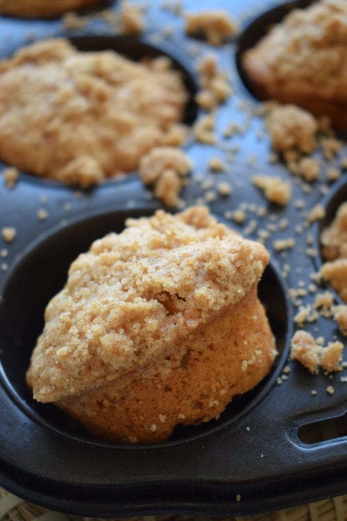 Close up of apple cinnamon muffins.