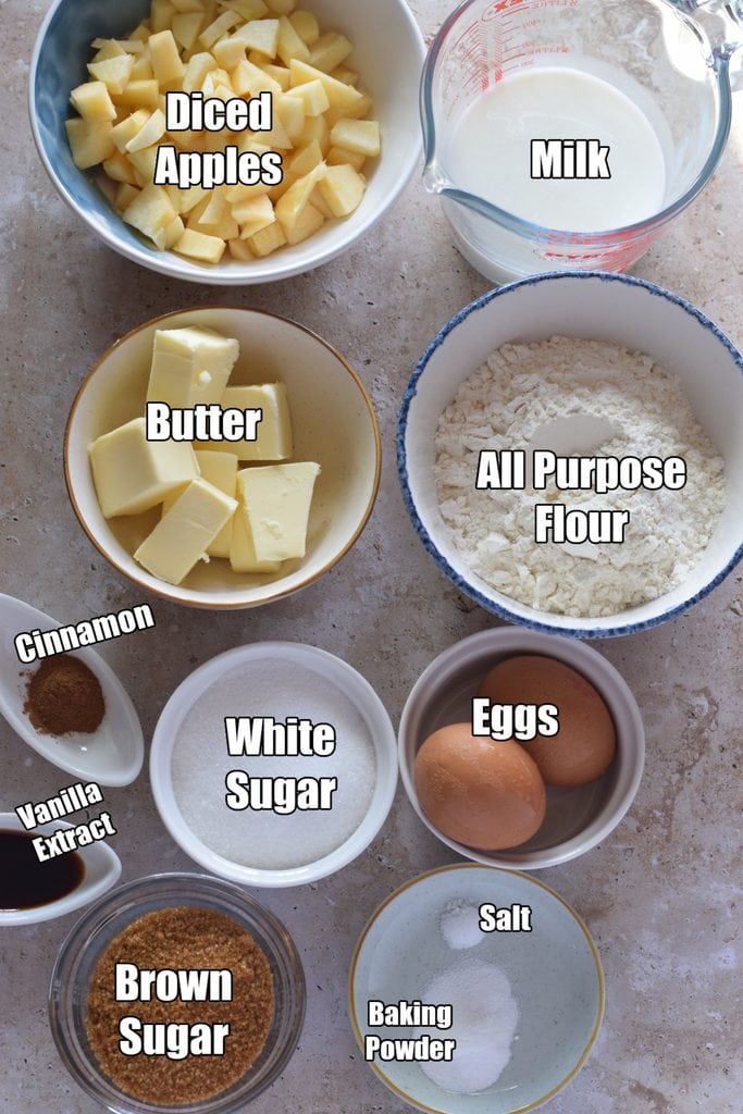 Ingredients to make apple cinnamon muffins.