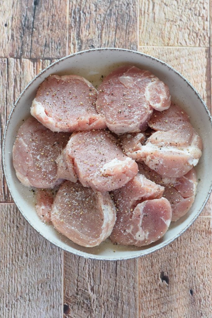 Seasoned pork in a bowl.