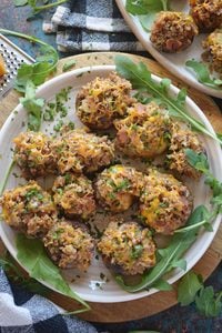 Stuffed mushrooms on a plate.