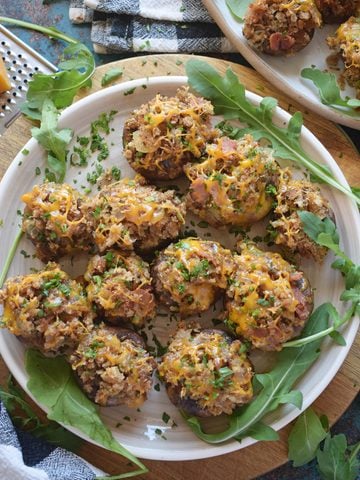 Stuffed mushrooms on a plate.