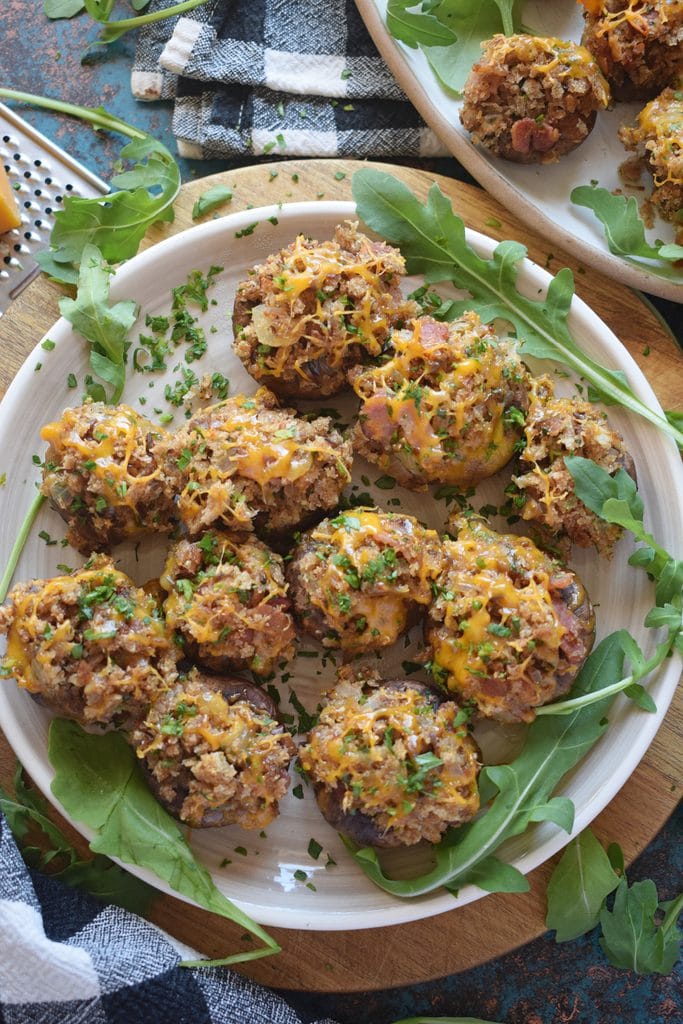 Stuffed mushrooms on a plate.