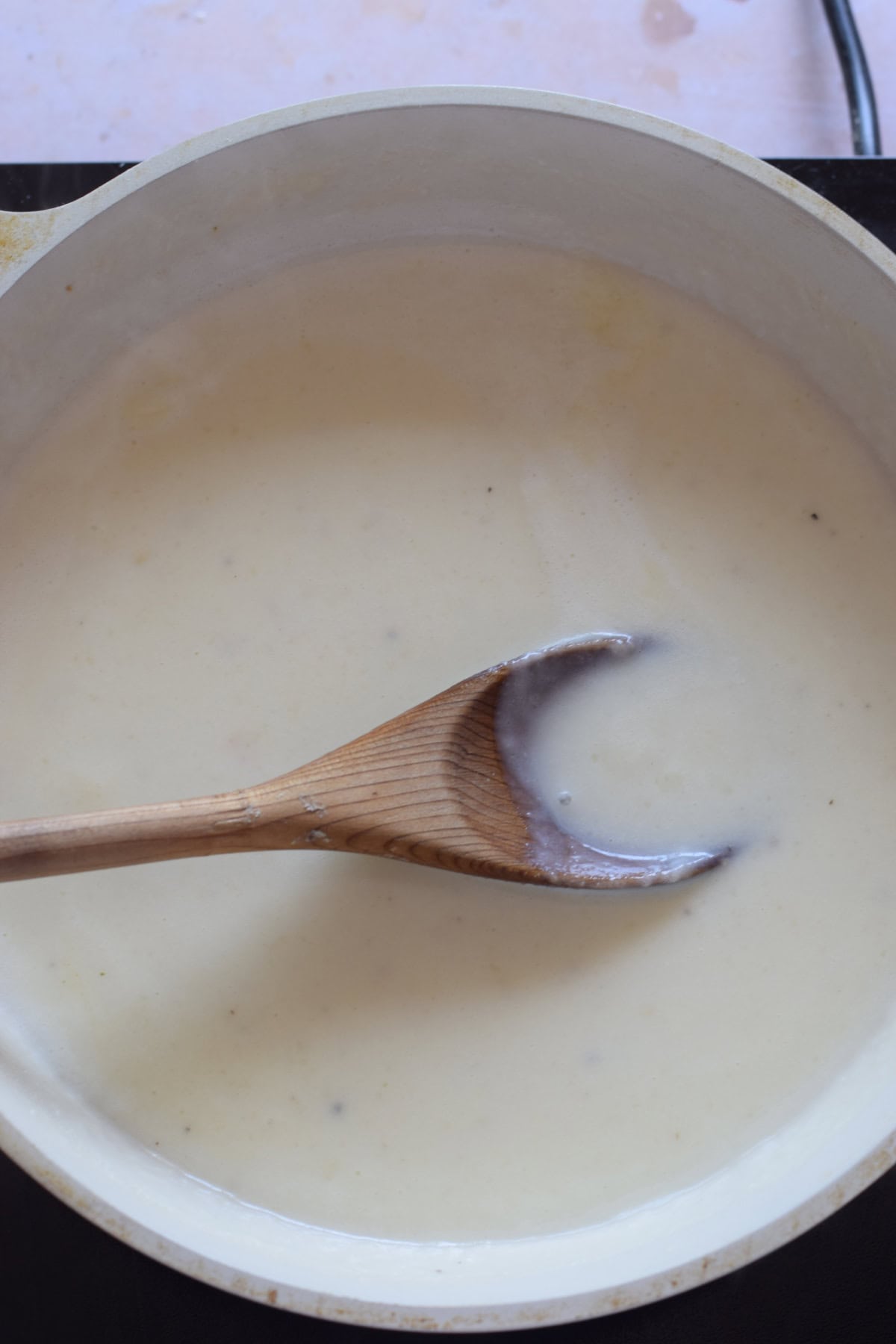 Making a sauce for a casserole.