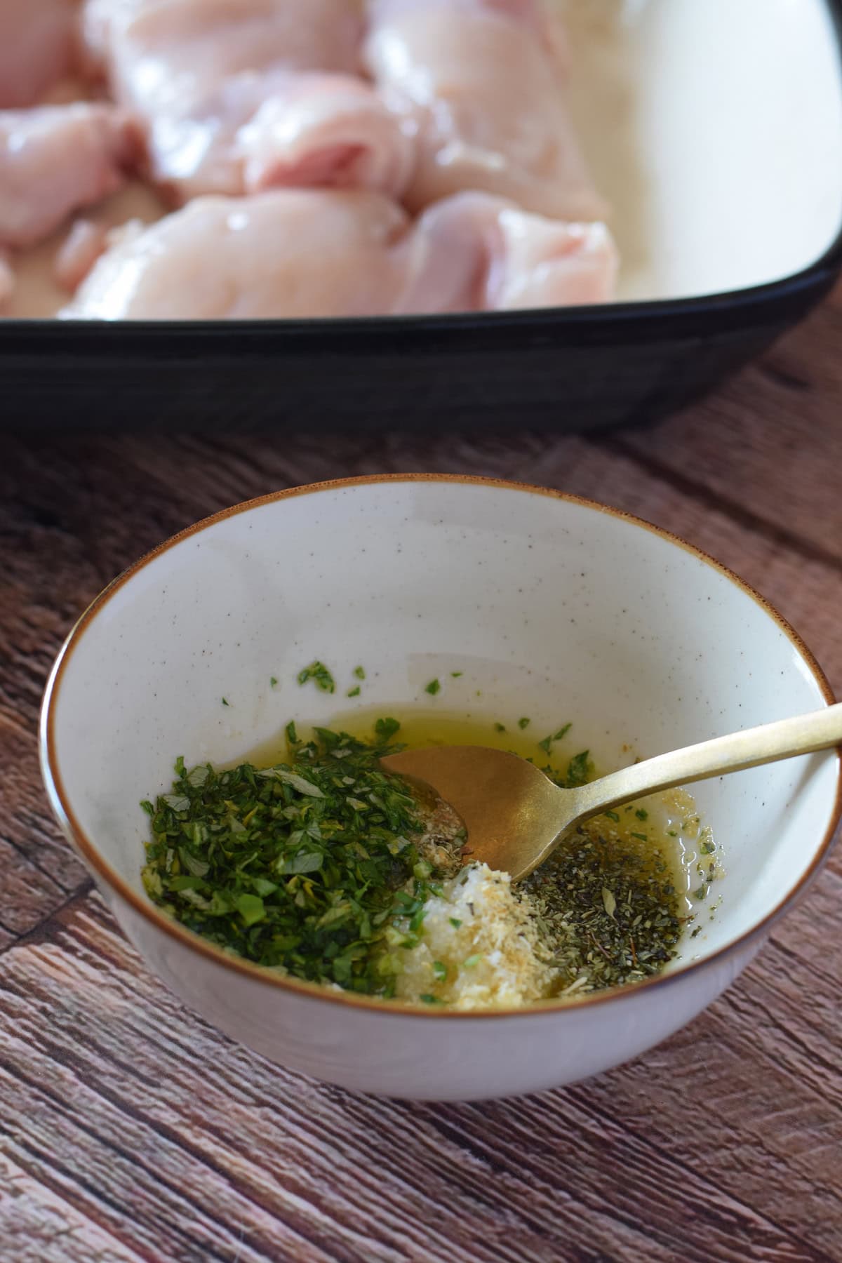 Marinade in a small bowl.