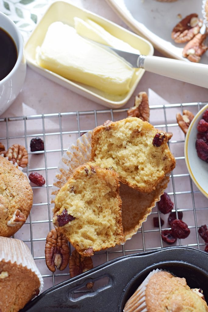 Cranberry and pecan muffins.