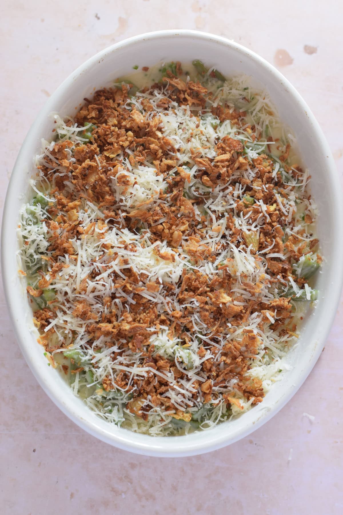 Ready to bake green bean casserole.