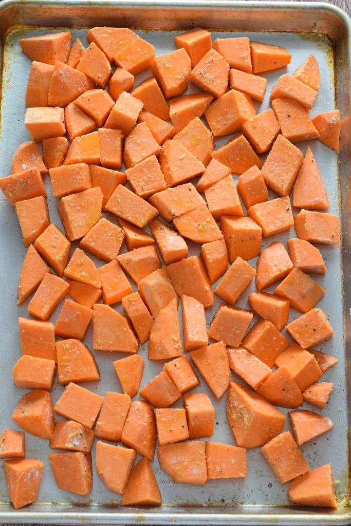 Ready to roast sweet potatoes.
