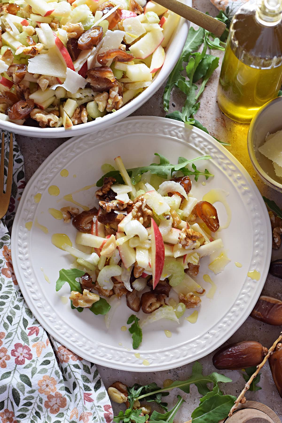 Chopped fall salad on a plate.
